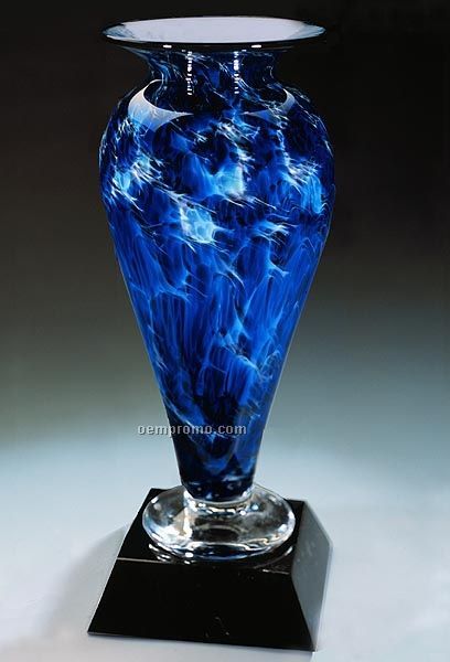 Midnight Tempest Athena Vase W/ Marble Base (3.25"X7")