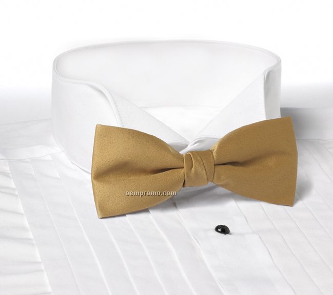 Wolfmark Solid Series 2" Clip-on Polyester Bow Tie - Vegas Gold