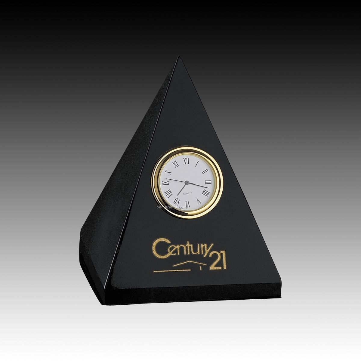 4-3/4" Black Marble Pyramid Clock