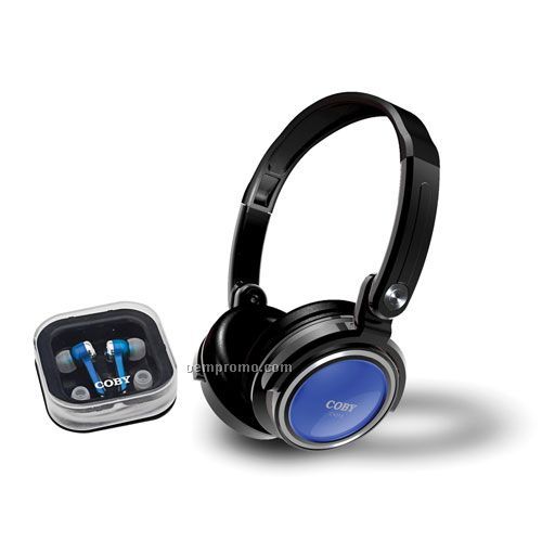 Coby Cv215 2 In 1 Combo Deep Bass Stereo Headphones & Earphones