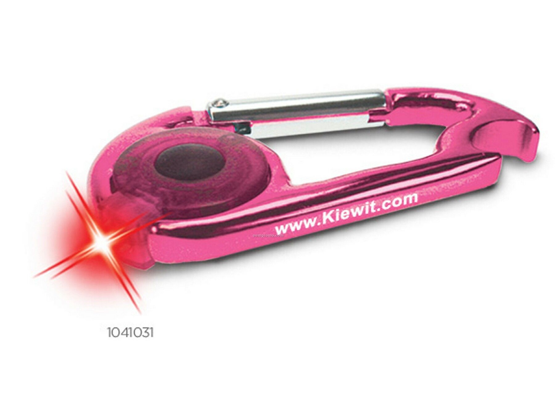 Flashlight Carabiner Bottle Opener - Pink / Red LED