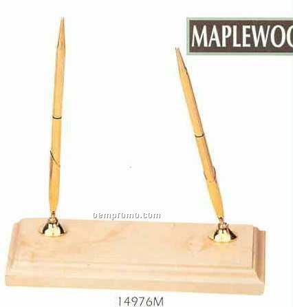 Maple Stand W/Two Gold Pen Set