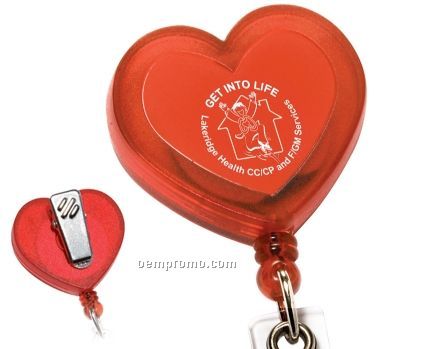 Red Heart Retractable Badge Holder