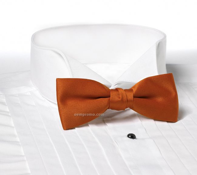 Wolfmark Solid Series 2" Clip-on Polyester Bow Tie - Orange