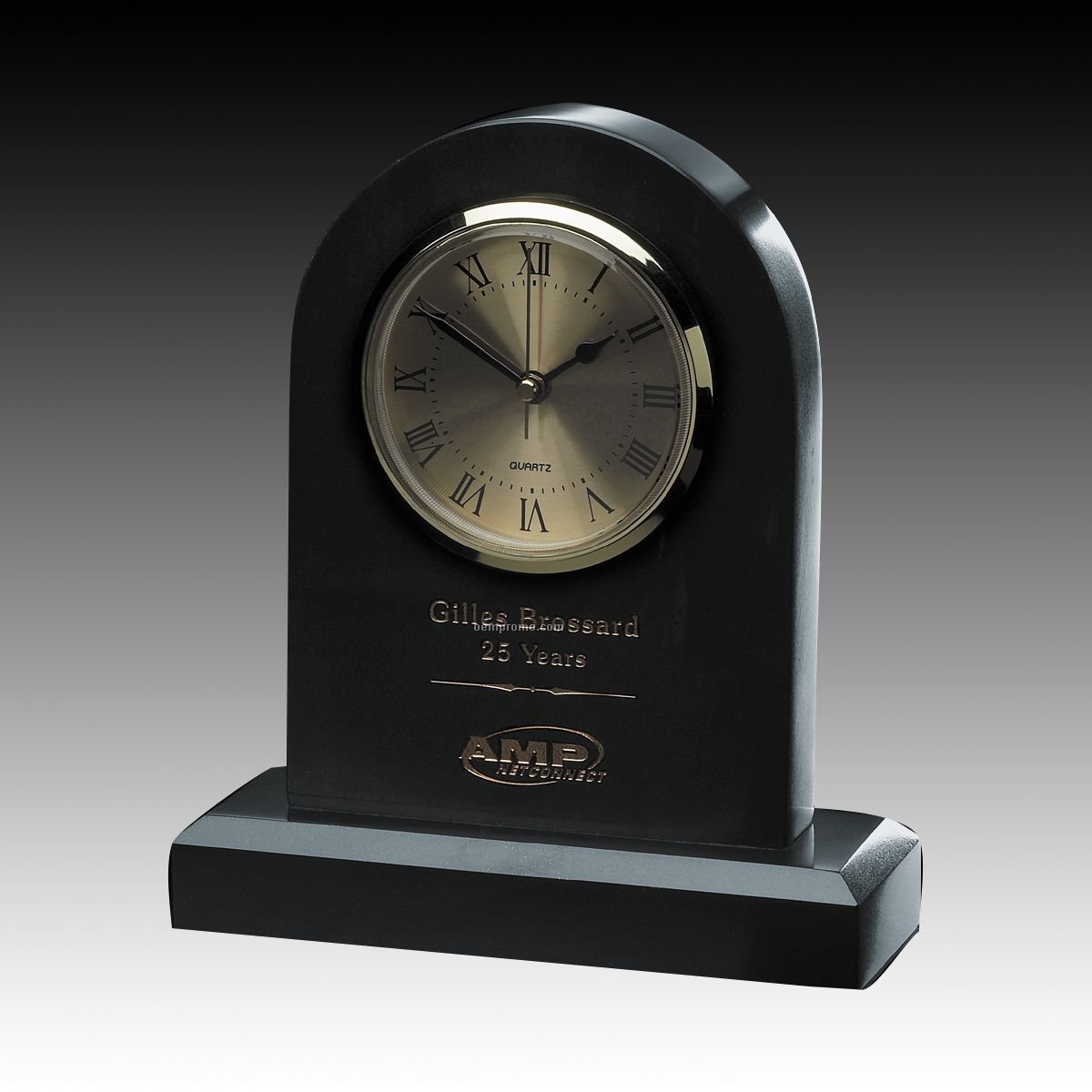 7-3/4" Black Marble Tombstone Clock