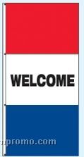 Double Face Stock Message Rotator Drape Flags - Welcome