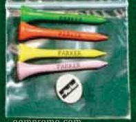 Golf Combo Pack Of Four 2 3/4" Tees & 1 Ball Marker