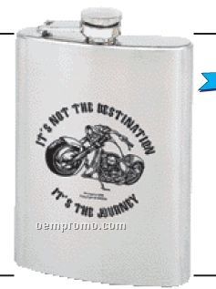 Maxam 8 Oz. Stainless Steel Hip Motorcycle Flask With Screw Down Cap