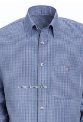 Men's Short Sleeve Mini-plaid Uniform Shirt
