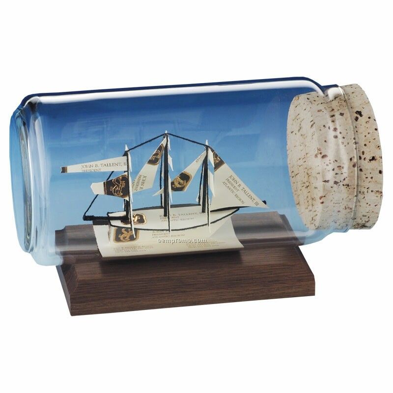 Clipper Ship Business Card In A Bottle