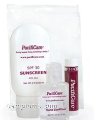Golf & Travel Kit W/ 2 Oz. Sunscreen/ Hand Sanitizer/ Moisture Lip Balm