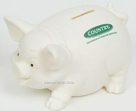 Traditional White Pig Bank