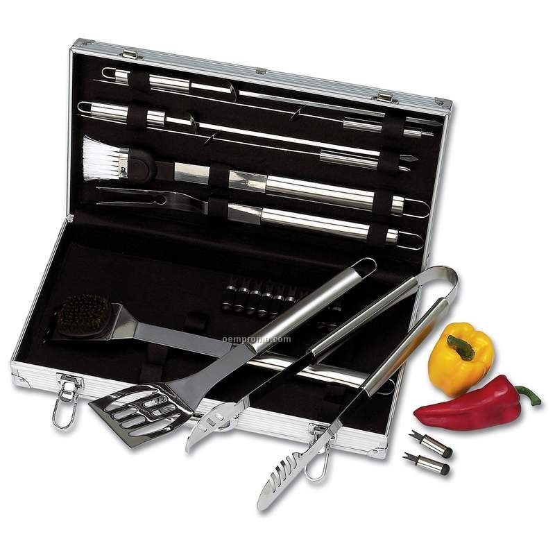 22 Piece Stainless Steel Barbeque Tool Set W/ Briefcase