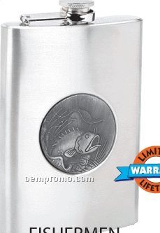 Maxam 8 Oz Stainless Steel Flask With Embossed Fishing Emblem