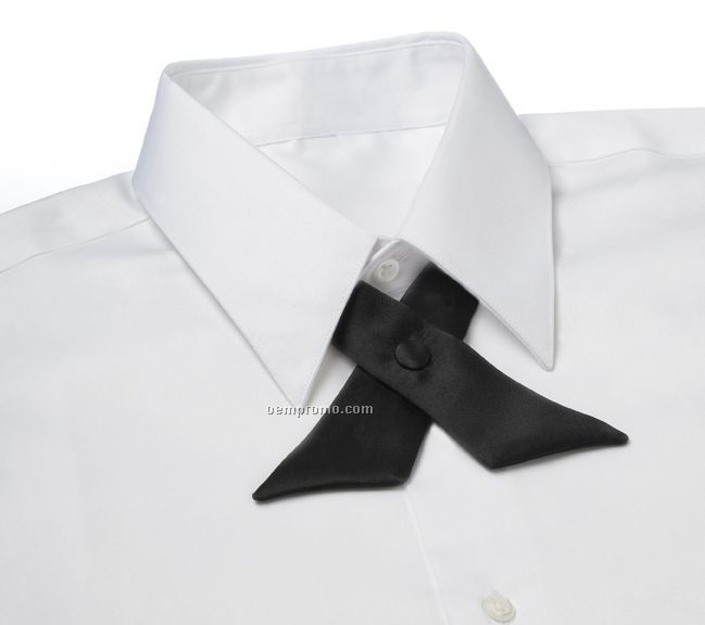Wolfmark Covered Button Snap Polyester Satin Crossover Tie - Black