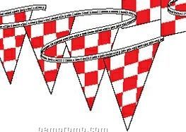 105' Race Track Triangle Red & White Checkered Pennant Strings (48 Panels)