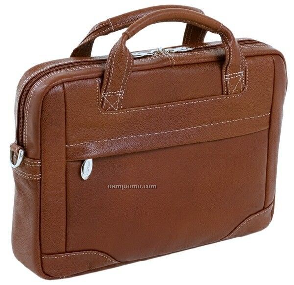 Bridgeport Leather Large Laptop Brief - Brown