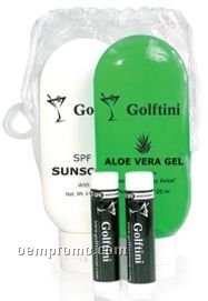 Golf & Travel Kit W/ 4 Oz. Sunscreen/ Aloe Vera Gel/ 2 Moisture Lip Balm