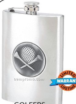 Maxam 8 Oz Stainless Steel Flask With Embossed Golf Emblem