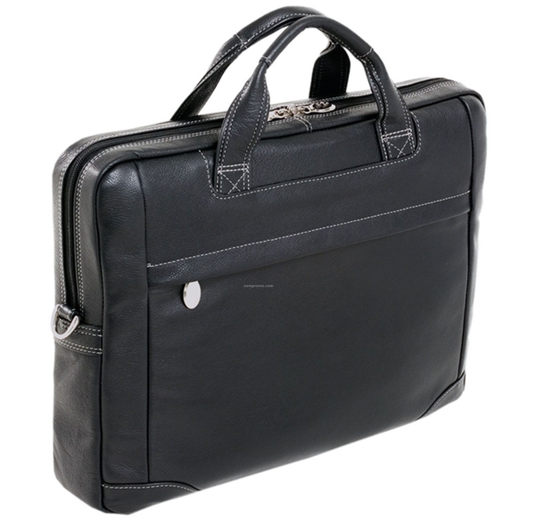 Bridgeport Leather Large Laptop Brief - Black