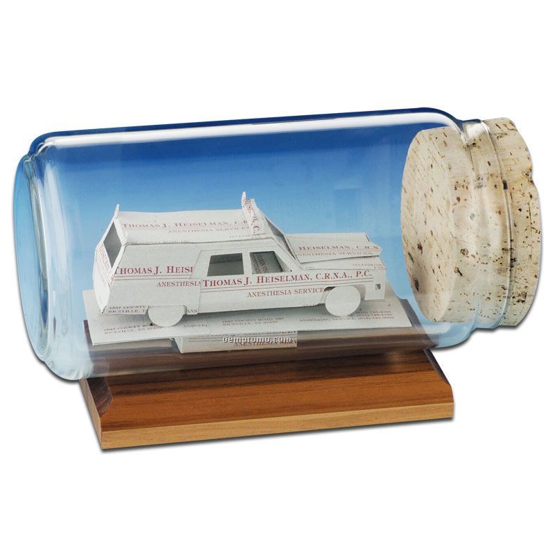 Stock Business Card Sculpture In A Bottle - Cadillac Ambulance