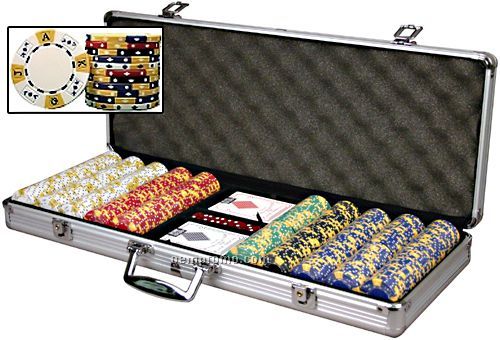 Tri-color Ace-king Poker Chip Set With Cards