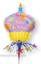 Wanderfuls Cupcake Happy Birthday Balloon W/ Foil Wand
