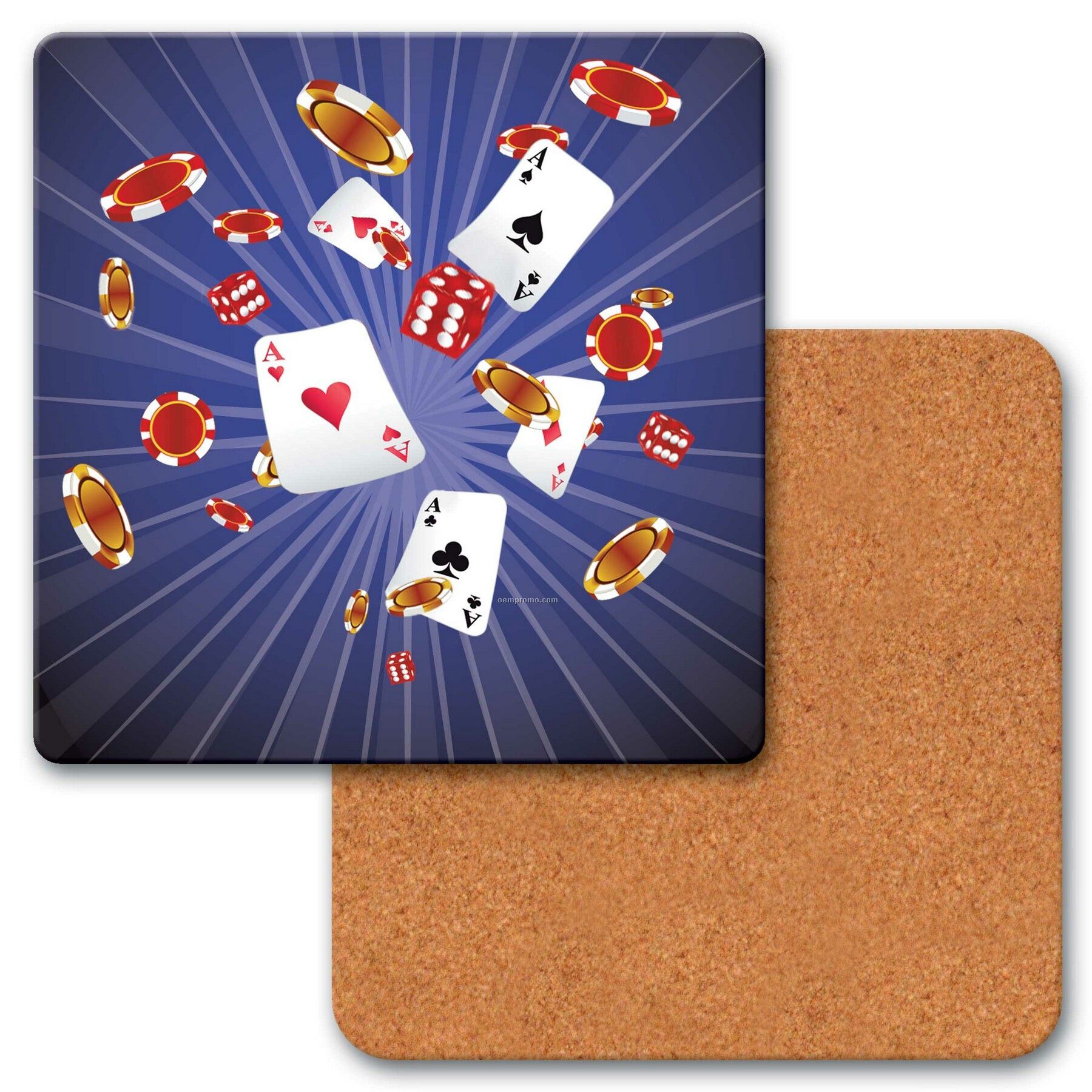 4" Coaster W/3d Lenticular Images Of Gambling Paraphernalia (Blanks)