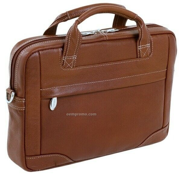 Bronzeville Leather Medium Laptop Brief - Brown