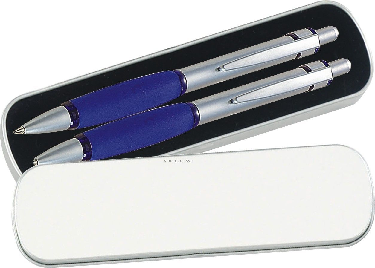 Neon IV Series Pen And Pencil Gift Set ( Blue )