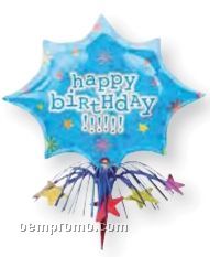 Wanderfuls Starburst Happy Birthday Balloon W/ Foil Wand