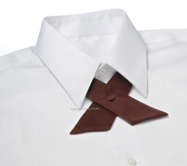 Wolfmark Covered Button Snap Polyester Satin Crossover Tie - Maroon