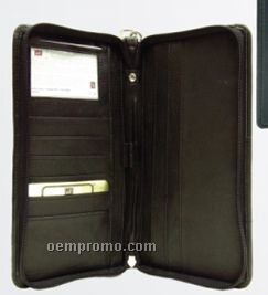 Black Zippered Ticket/Credit Card Wallet W/ Removable Strap