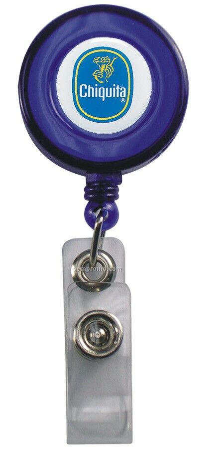 Name Badge Reel W/ Full Color Domed Decal (Circle)
