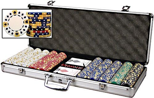 Tri-color Diamond-suited ABS Composite Poker Chip Set With Cards