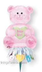 Wanderfuls Baby Girl Bear Balloon W/ Foil Wand