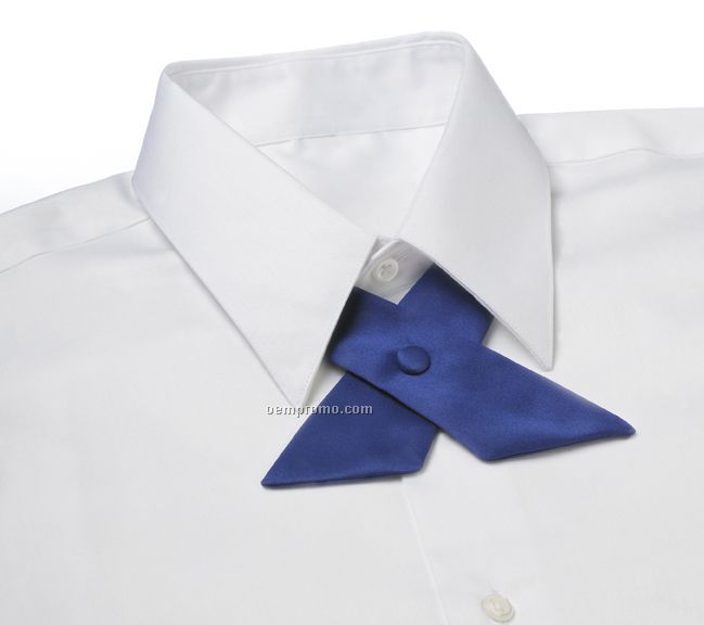 Wolfmark Covered Button Snap Polyester Satin Crossover Tie - Royal