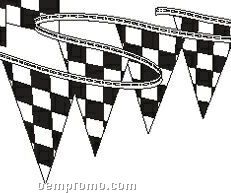 30' Race Track Triangle Black & White Checkered Pennant String (12 Panels)