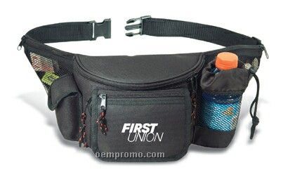 7 Zippers Fanny Pack W/ Bottle Holder & Cell Phone Pouch & Front Flap