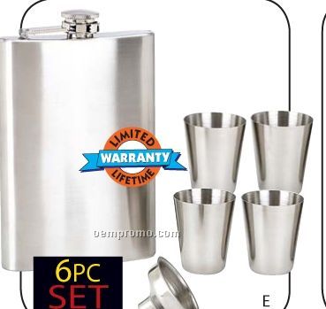 Maxam 6 PC Stainless Steel Flask Set