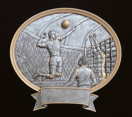 Volleyball, Male Oval Sport Legend Plates - 6"