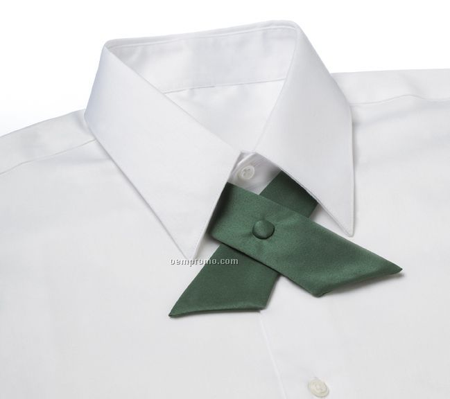 Wolfmark Covered Button Snap Polyester Satin Crossover Tie - Hunter Green