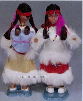 8" Indian Princess Doll W/ Twin Papooses