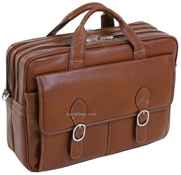 Kenwood Leather Double Compartment Laptop Case - Brown