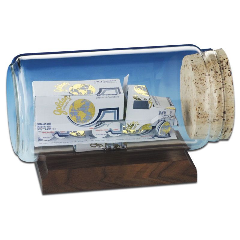 Stock Business Card Sculpture In A Bottle - Moving Van