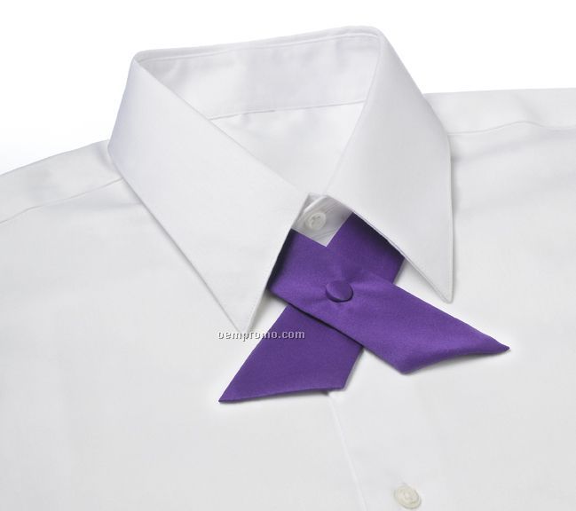Wolfmark Covered Button Snap Polyester Satin Crossover Tie - Purple