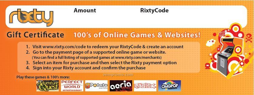 $20 Rixty Online Entertainment Gift Card