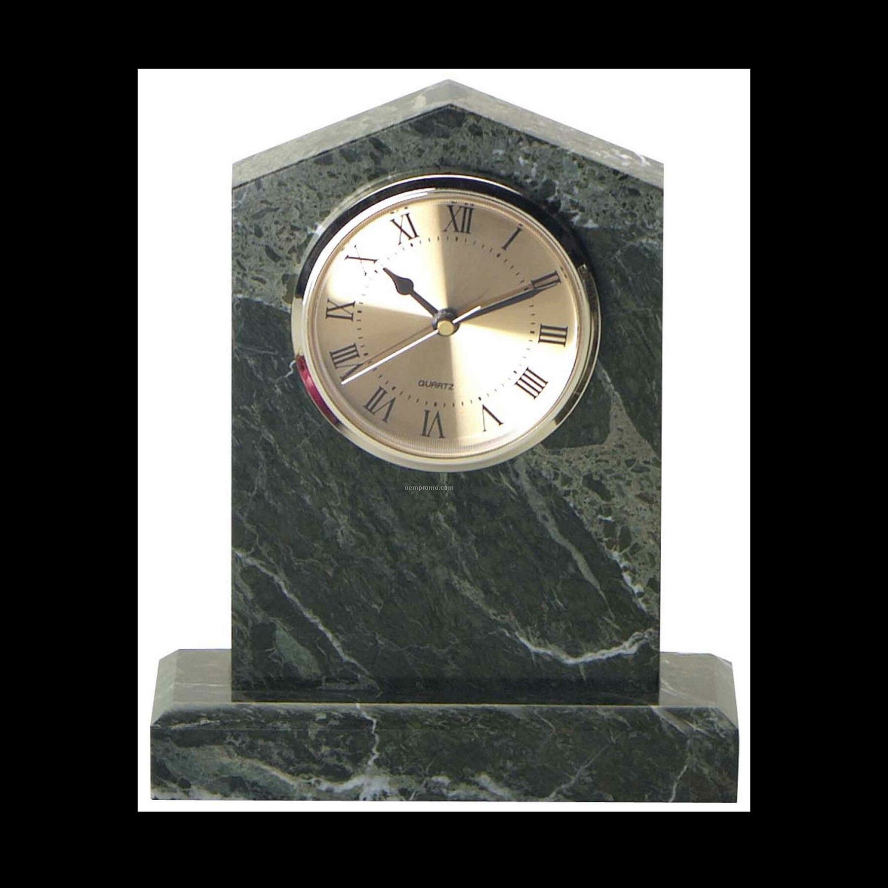 6-3/4" Jade Green Marble Cathedral Clock
