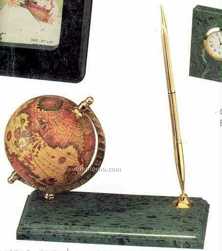 Green Marble Desk Accessories (World Globe Pen Stand)