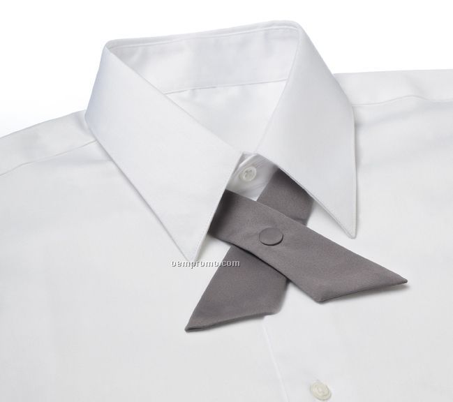 Wolfmark Covered Button Snap Polyester Satin Crossover Tie - Dark Gray